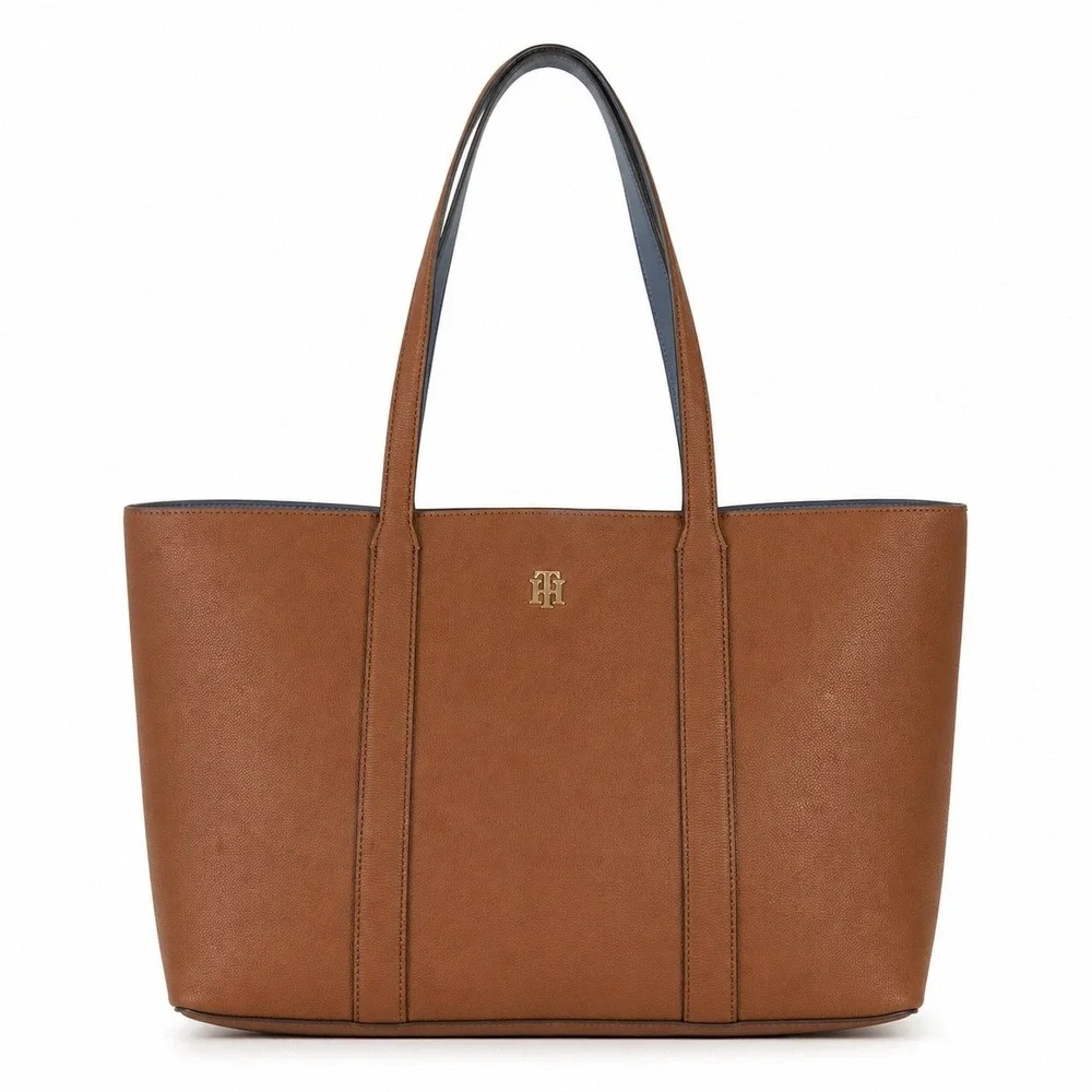 Tommy Hilfiger Women Brown Pebbled Faux Leather Tote Bag XW08381 970 0HD